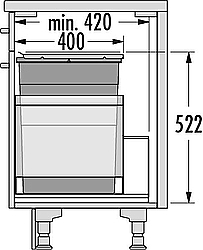 Hailo Triple XL Front afvalsysteem 55 liter donker grijs