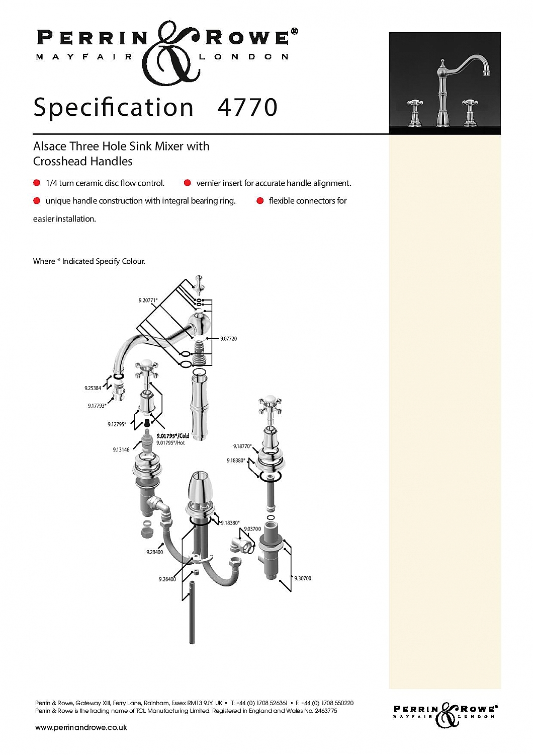 Keukenkraan Perrin & Rowe Alsace 4770 Chroom
