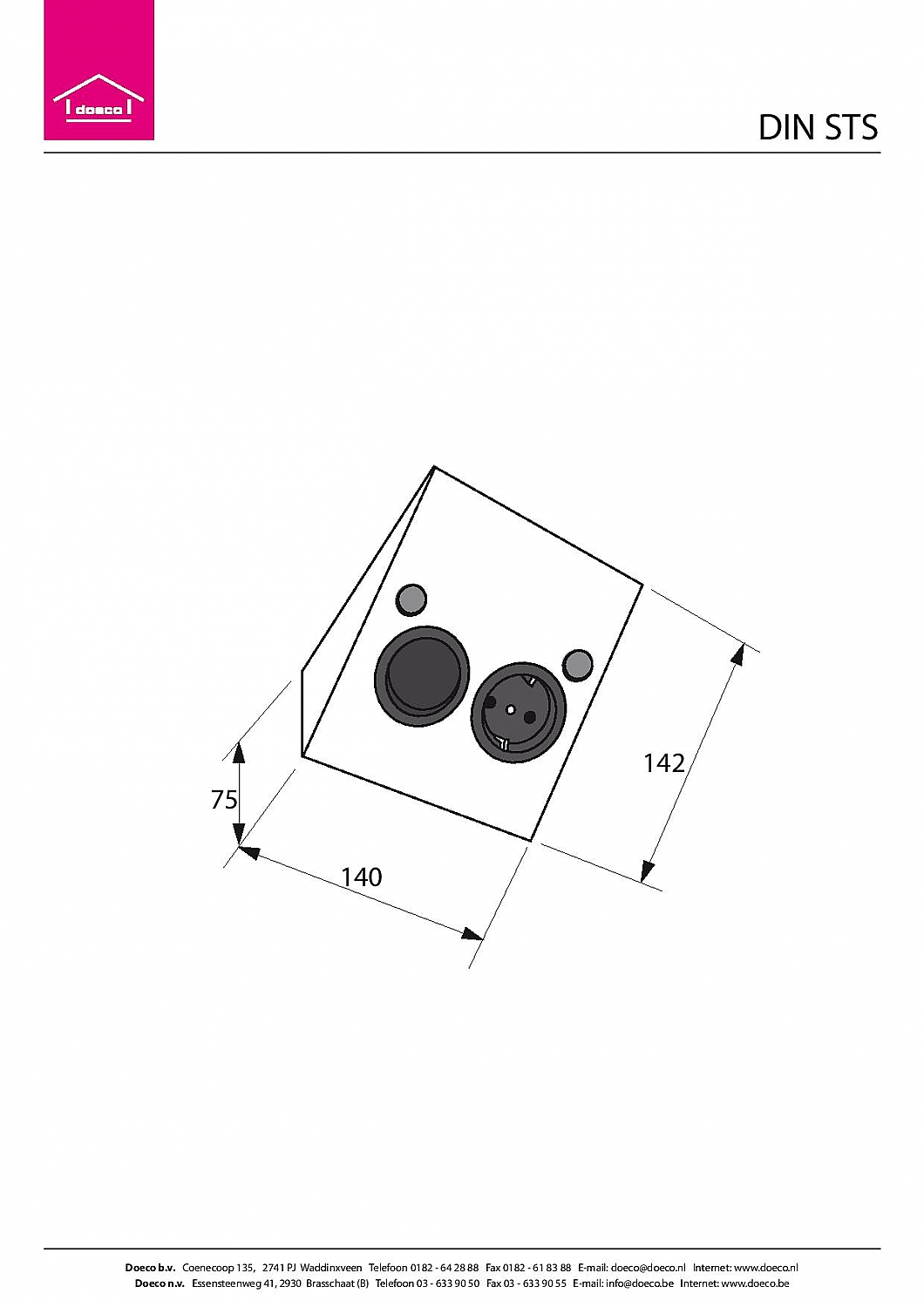 Doeco dinox contactd./schakel. inox - Contactdozen