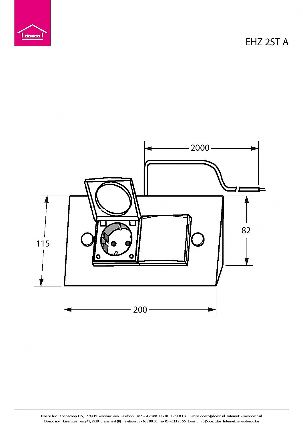 Energie-hoekzuil stopcontact met 2 contactdozen aluminium