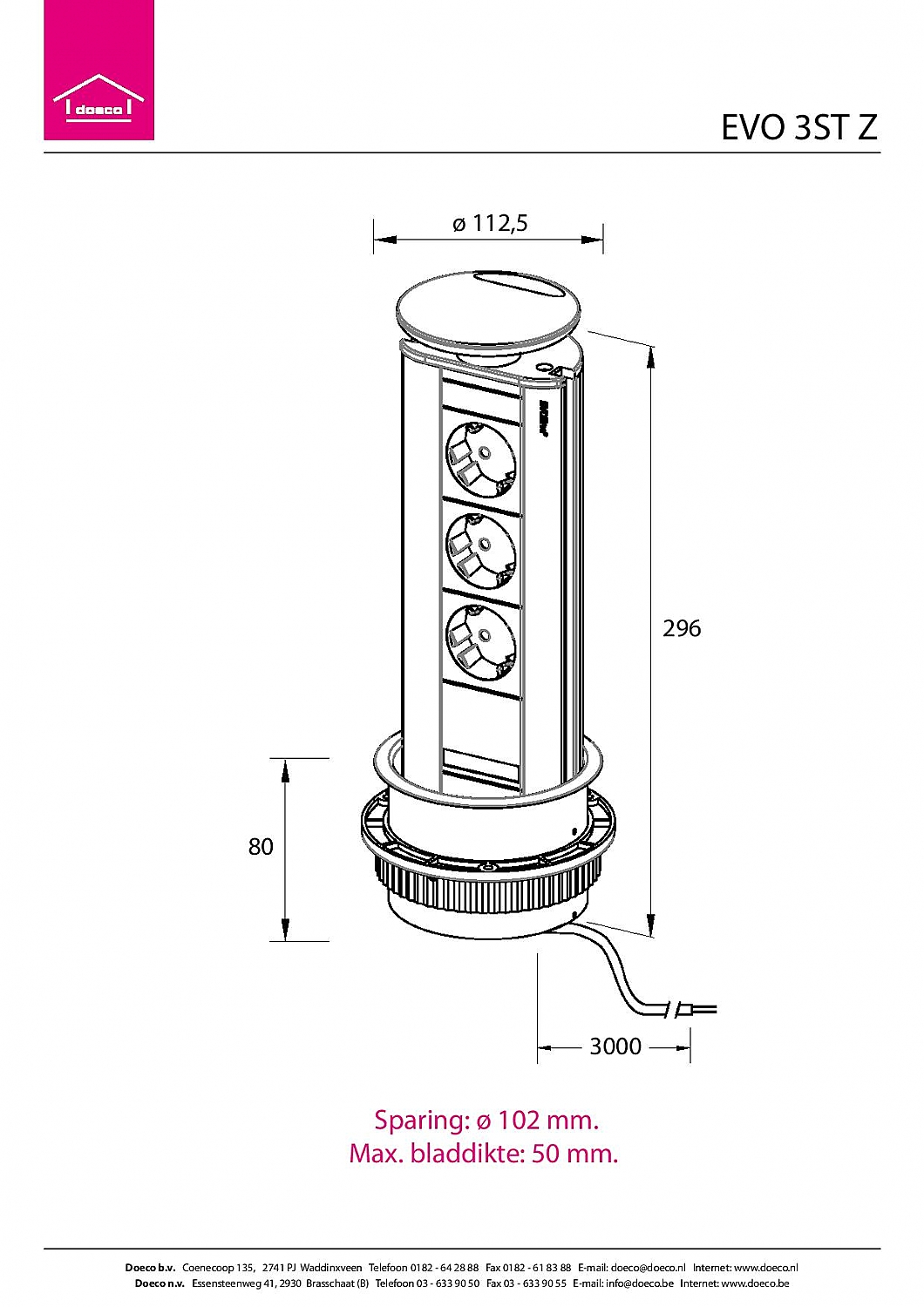 Schulte Evoline Powerport 3ST stopcontact contactdooselement zwart