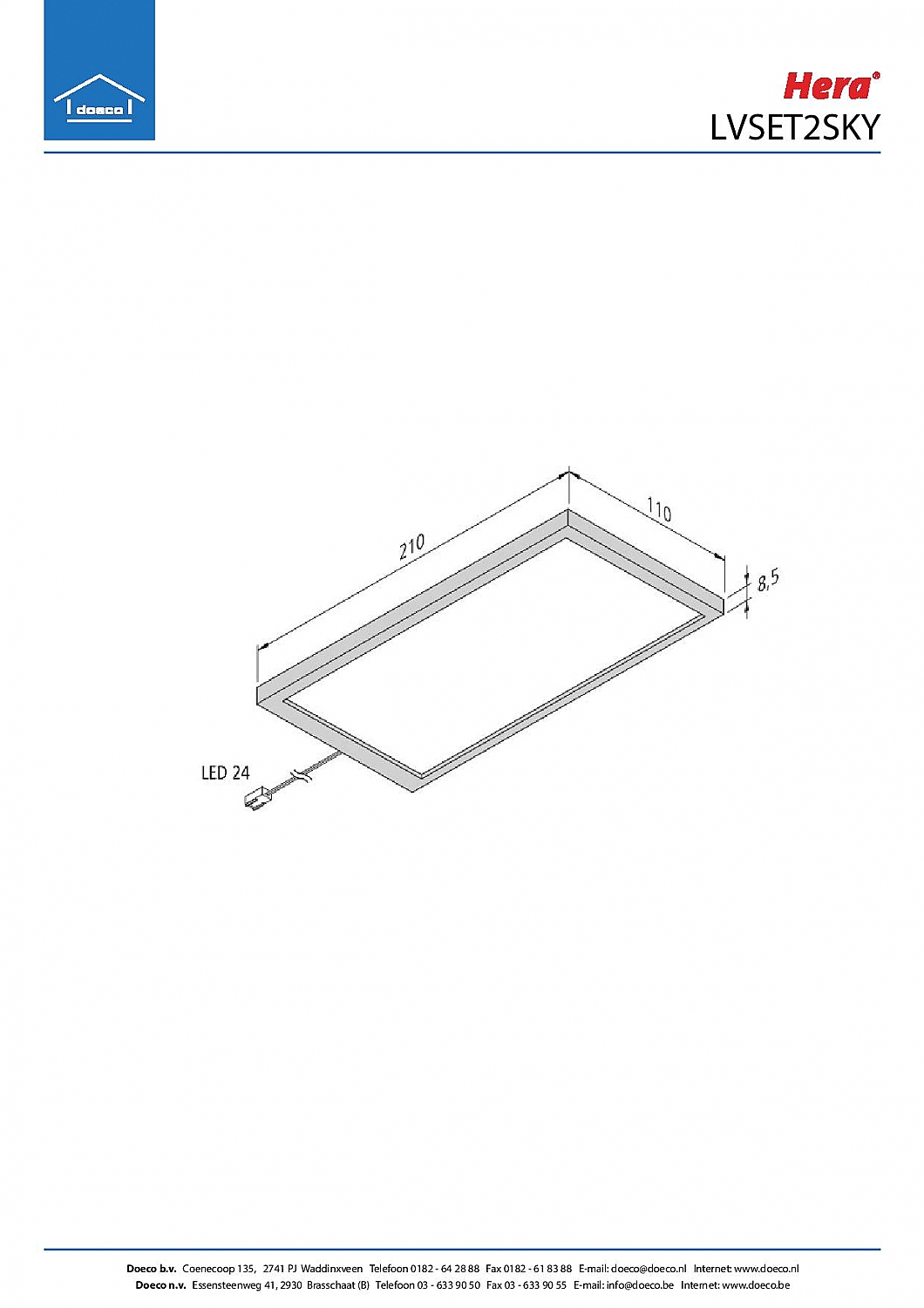 LED meubellamp Sky dimmer 2/set 3000K RVS