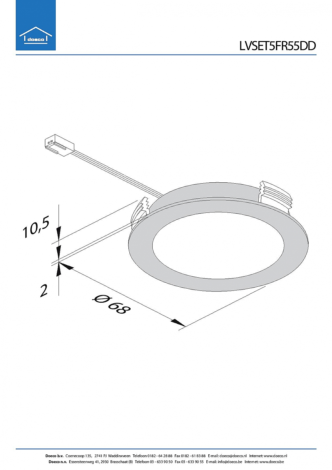 Hera LED Inbouw set FR-55 Dynamic 5 Spots kleur Rvs-Look