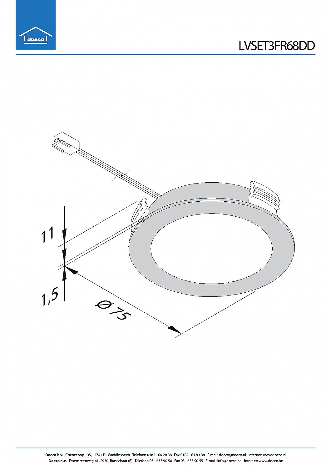 Hera FR-68 Dynamic Led set van 3 spots met dimmer inbouw 24V/4W Rvs-Look