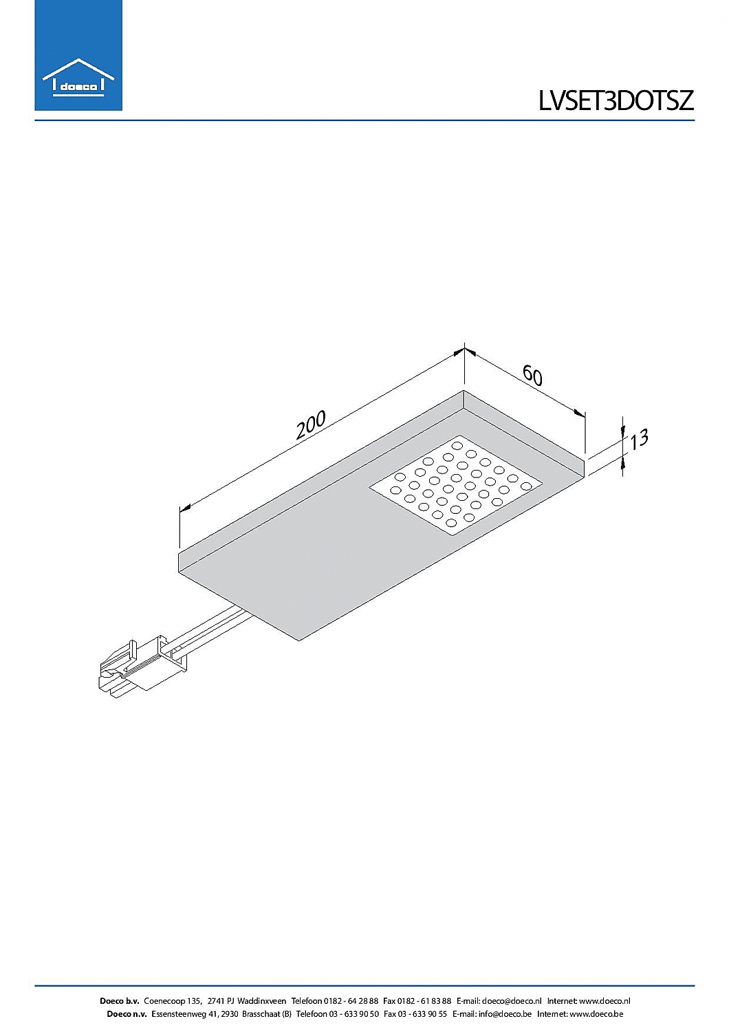 Dotty LED set van 3 langwerpige spots met schakelaar onderbouw 12V/15W zwart