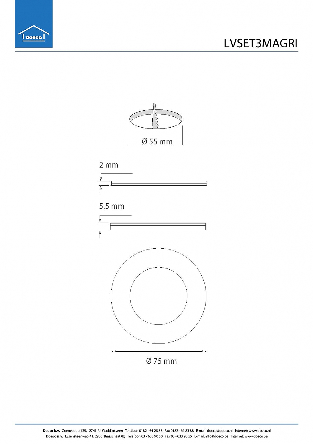 Magnetic keukenspot RVS rond (set van 3)