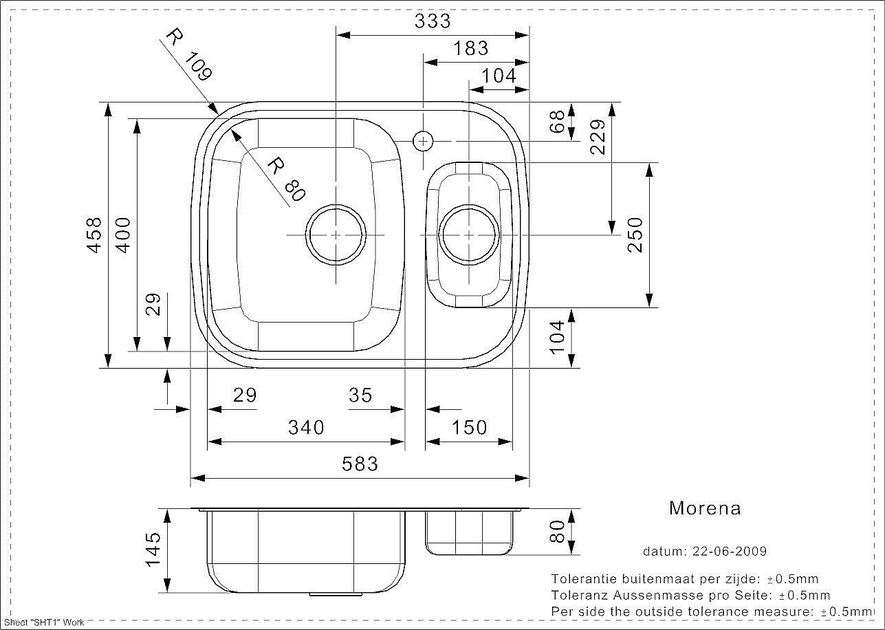 Reginox Spoelbak Morena Inleg kleur Rvs R16534