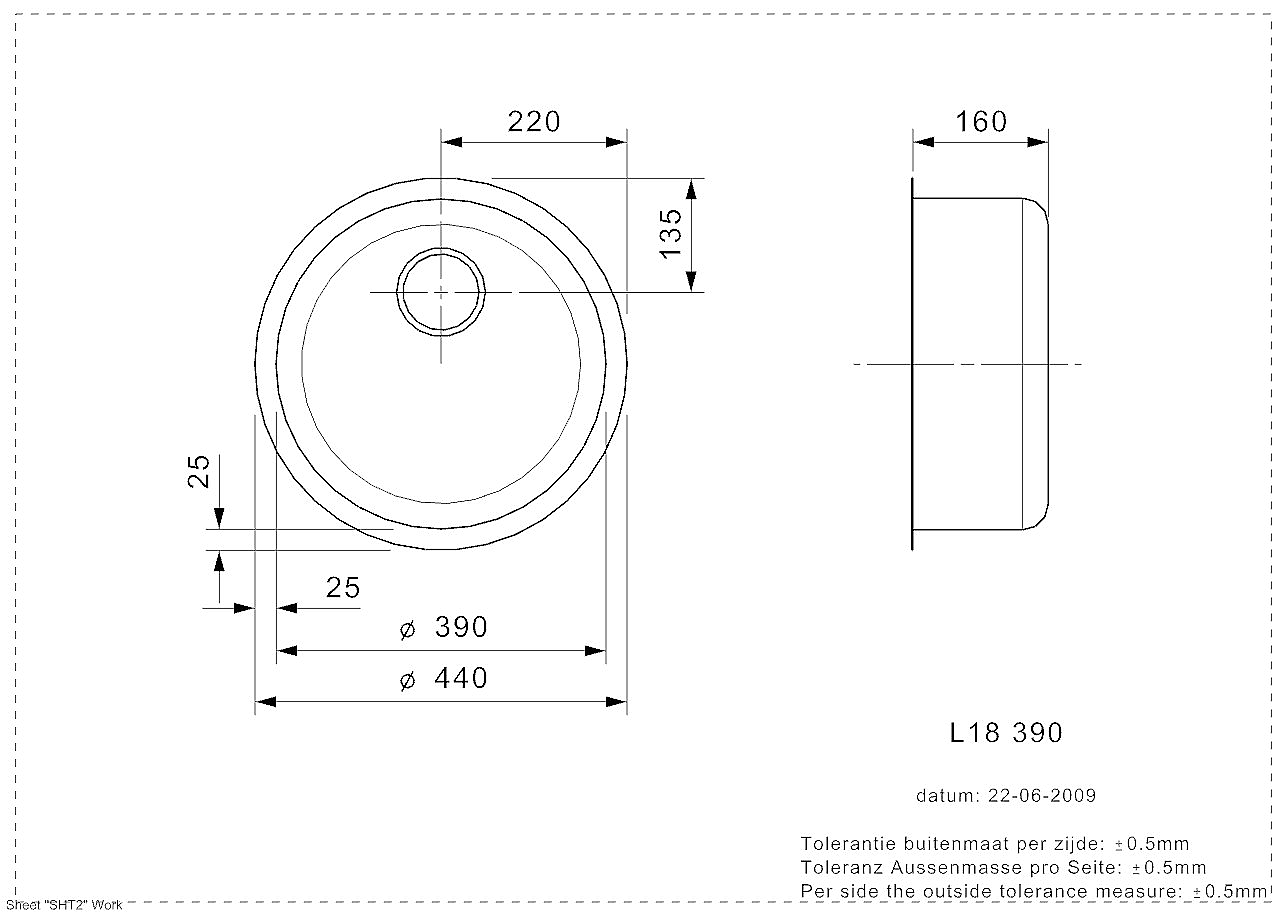 Reginox L18 390 KG-CC (L) spoelbak vlakbouw R14417