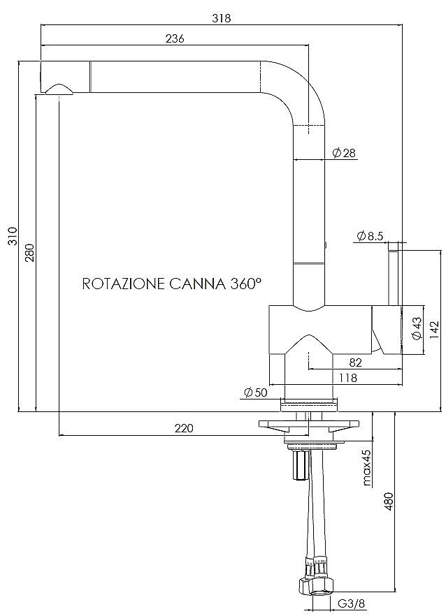 Reginox Yadkin keukenkraan chroom R31674