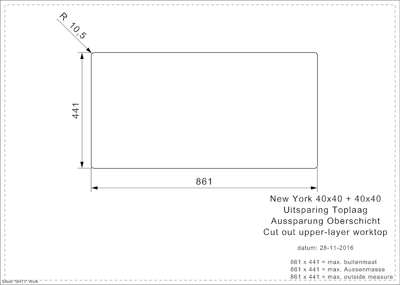 Reginox New York 40x40+40x40 (L) vlakbouww spoelbak R28254