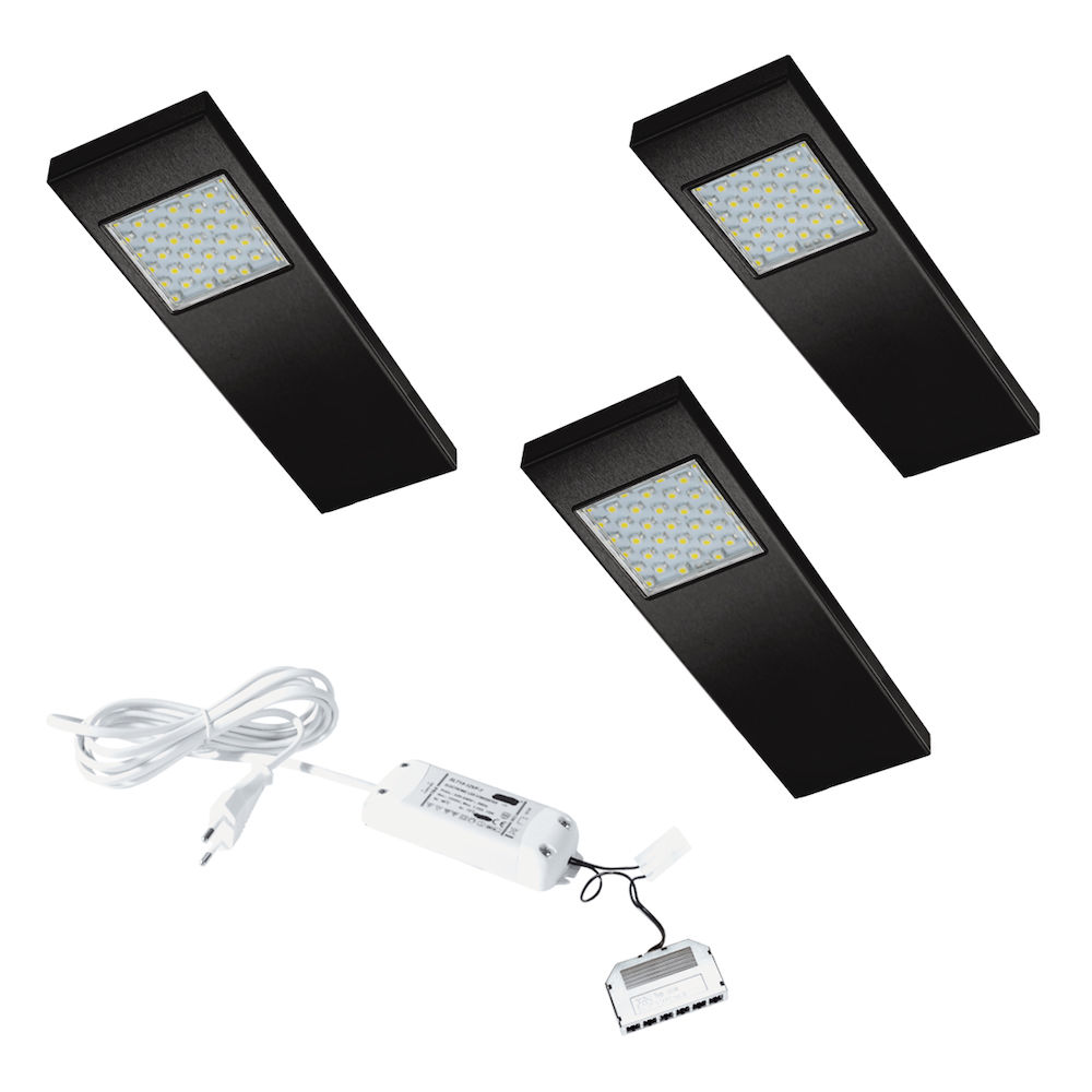 deuropening langs werper Dotty LED set van 3 langwerpige spots met schakelaar onderbouw 12V/15W  zwart » LED verlichting » Verlichting » Keukenspeciaal.nl