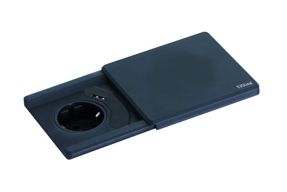 Schulte Stopcontact Evoline Square inbouw contactdoos met USB lader - Belgisch kleur Rvs-Look