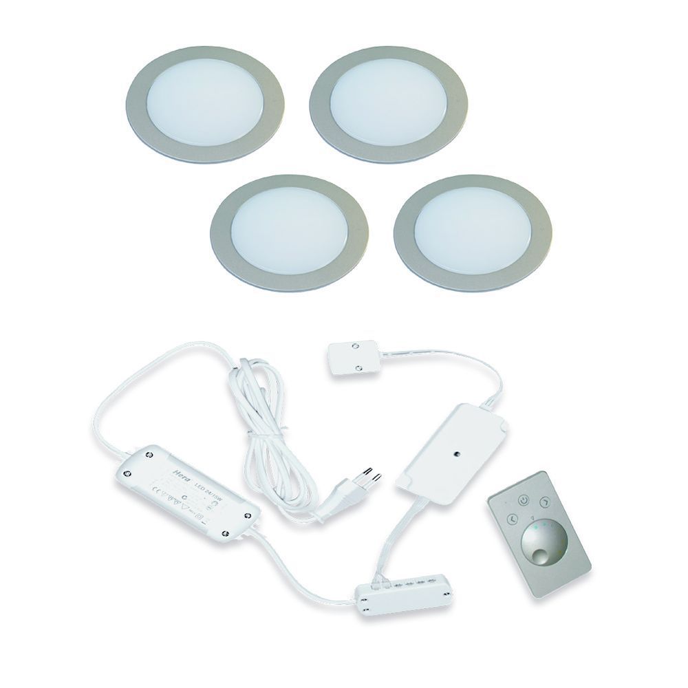 Hera LED Inbouw set FR-68 Dynamic 4-Spots kleur Rvs-Look