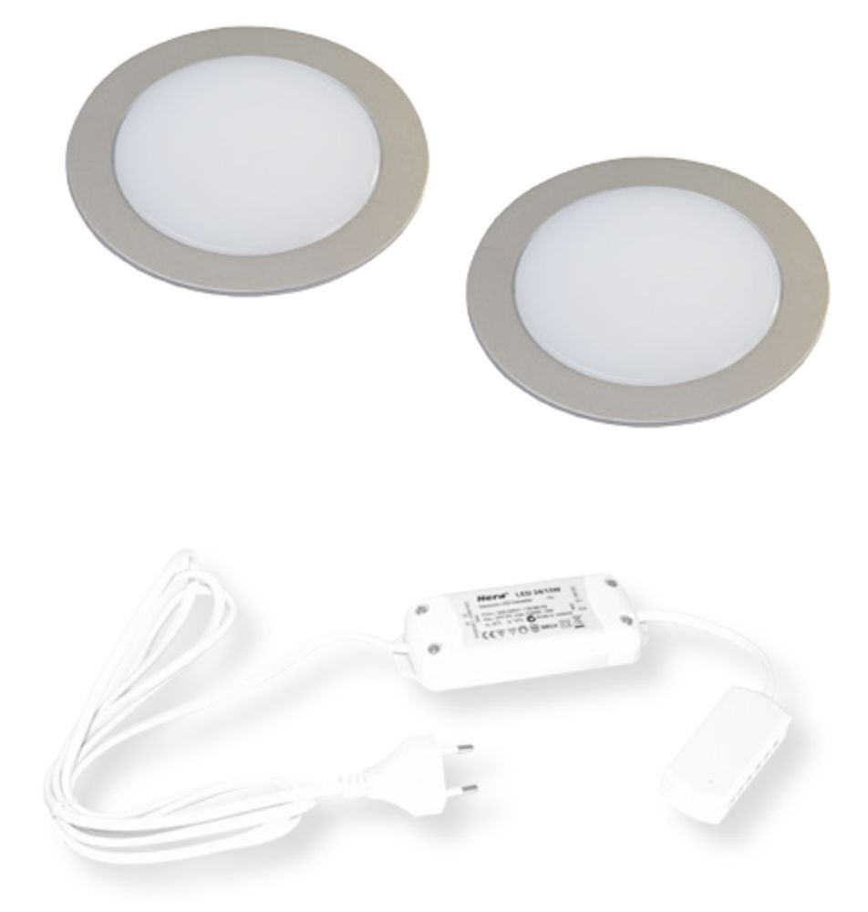 Hera FR-68 LED set van 2 inbouw spots 24V/15W RVS-look