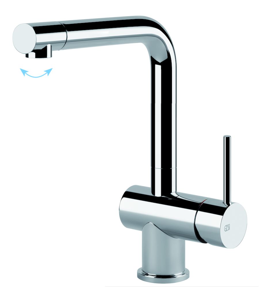 Gessi Logik design eenhendel keukenkraan RVS met 120gr draaibaar uitloop uiteinde 50201