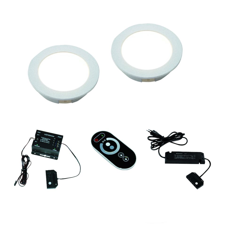 Nubia LED set van 2 inbouw spots + dimmer RVS-look