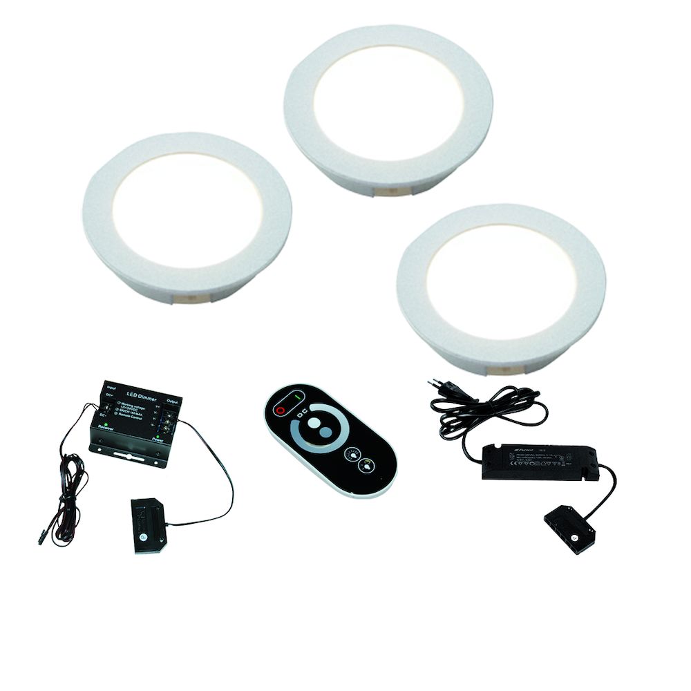 Nubia Led set van 3 spots met dimmer inbouw 12V/15W RVS look