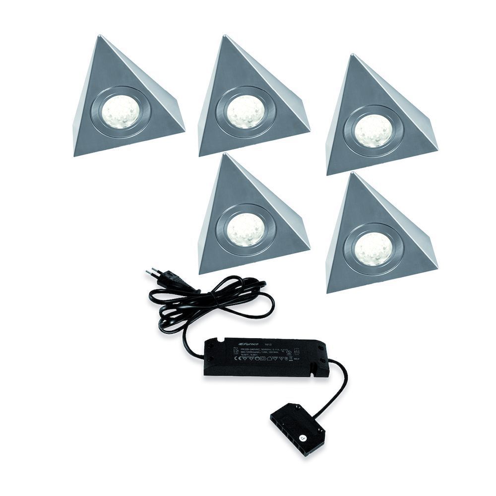 LED 12V Onderbouw set RI-3H 5 Spots Neutraal Wit kleur Rvs