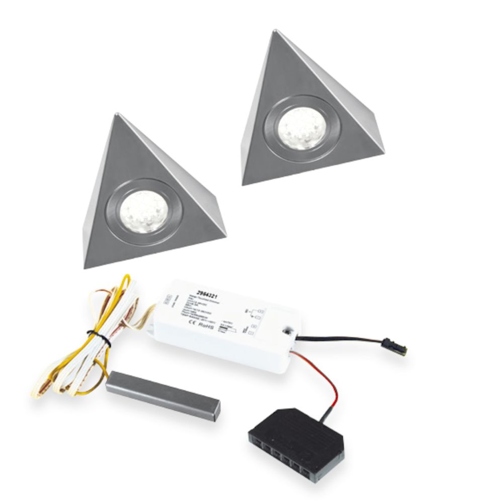 RI3H LED set van 2 onderbouw spots met dimmer neutraal wit 12V RVS
