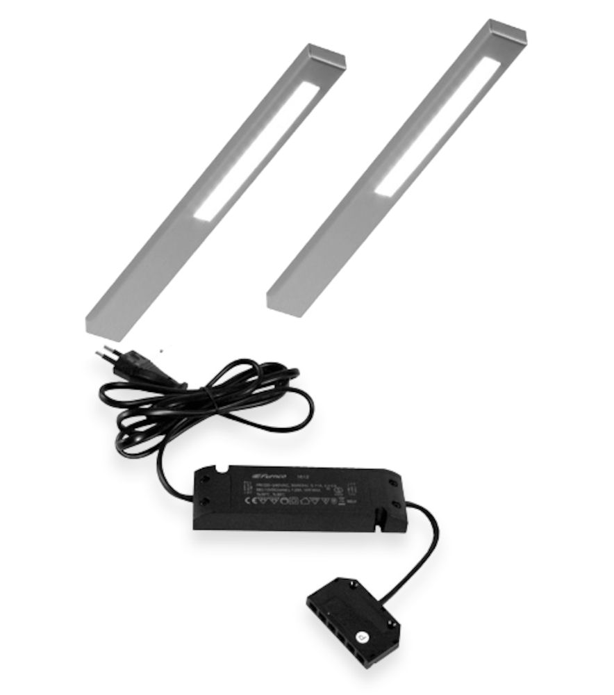 Slim LED set van 2 onderbouw spots 12V RVS