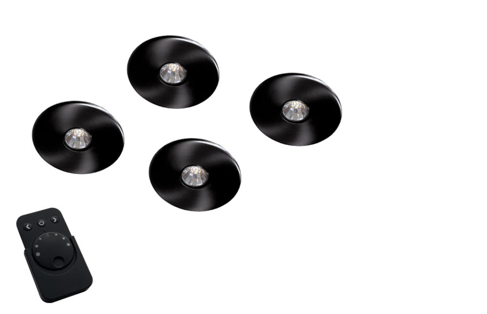 Super Light Emotion Led set van 4 spots met dimmer 12V/15W zwart