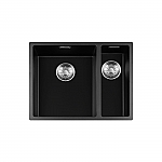 Lorreine Black Quartz Series spoelbak 34+1540cm Plug Inox 3415BQ-FU-Inox