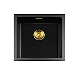 Lorreine Black Quartz Series spoelbak 400x400mm Plug Gold