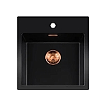 Lorreine Black Quartz Series spoelbak 400x370mm Plug Copper