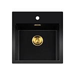 Lorreine Black Quartz Series spoelbak 400x370mm Plug Gold