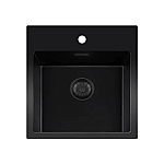 Lorreine Black Quartz Series spoelbak 400x370mm Plug Zwart