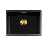 Lorreine Black Quartz Series spoelbak 500x370mm Plug Gold
