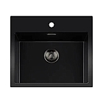 Lorreine Black Quartz Series spoelbak 500x370mm Plug Gun Metal