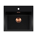 Lorreine Black Quartz Series spoelbak 500x370mm Plug Copper