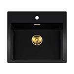Lorreine Black Quartz Series spoelbak 500x370mm Plug Gold