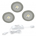 Hera AR-78 Led set van 3 spots met schakelaar inbouw en plafondmontage IP44 24V/30W RVS look Hera AR-78 Led set van 3 spots met schakelaar inbouw en plafondmontage IP44 24V/30W RVS look