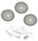 Hera AR-78 Led set van 3 spots met dimmer inbouw en plafondmontage IP44 24V/30W RVS look Hera AR-78 Led set van 3 spots met dimmer inbouw en plafondmontage IP44 24V/30W RVS look