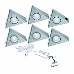 LED 12V Onderbouw set Astra 6 Spots +Schakelaar kleur Rvs