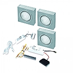 Box Led set van 3 spots met dimmer onderbouw 12V/15W RVS
