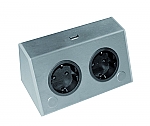 Stopcontact Corner Two dubbele contactdoos met USB lader  kleur Rvs