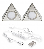 Hera Delta LED set van 2 onderbouw spots met dimmer 24V/15W RVS