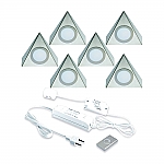 Hera Delta LED set van 6 onderbouw spots met dimmer 24V/15W RVS