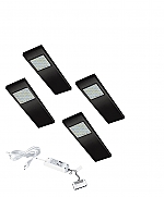 Dotty Led set van 4 langwerpige spots met schakelaar onderbouw 12V/15W zwart