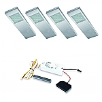 LED 12V Onderbouw set Dotty 4 Spots +Dimmer kleur Rvs