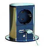 Bachmann Stopcontact Elevator enkel voudig contactdoos met USB lader kleur Rvs/Zwart