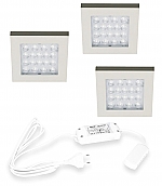 Hera EQ-WI Led set van 3 spots,nderbouw 24V/15W RVS look