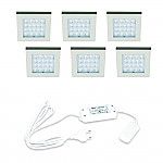 Hera EQ-WI LED set van 6 inbouw spots met trafo 24V/15W RVS-look