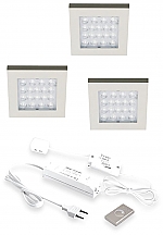 Hera EQ-CI Led set van 3 spots met dimmer onder/opbouw 24V/15W RVS-Look Hera EQ-CI Led set van 3 spots met dimmer onder/opbouw 24V/15W RVS-Look