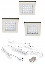 Hera EQ-Wi Led set van 3 spots met dimmer onderbouw 24V/15W RVS look