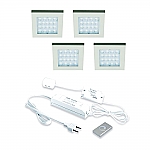 Hera LED 24V / 15W Inbouw set EQ-Wi 4 Spots +Dimmer kleur Rvs-Look