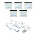 Hera LED 24V / 15W Inbouw set EQ-WI 5 Spots +Dimmer kleur Rvs-Look